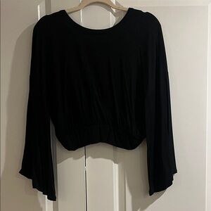 Black crop top with open back